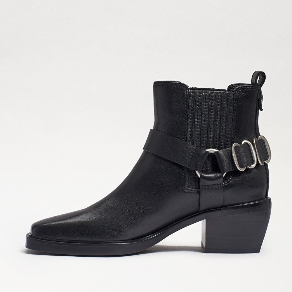 Sam Edelman Women's Bellamie Leather Squared Toe Block Heels Moto Bootie Sz 6.5